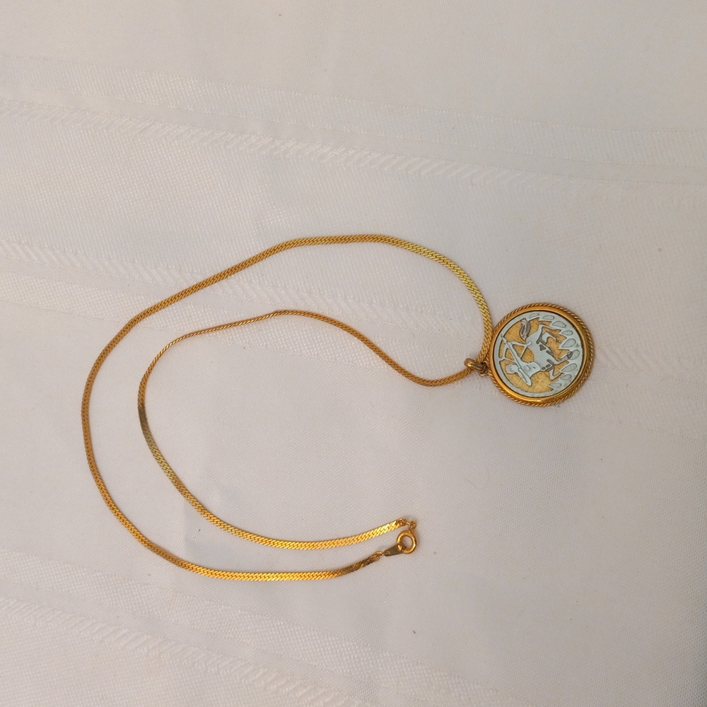 Sagittarius Pendant with Gold tone Necklace